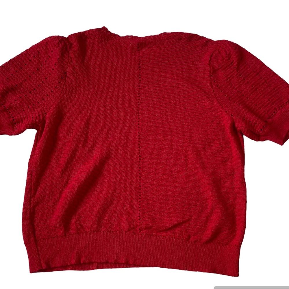 Knox Rose Women's Lively Red Short Puff Sleeve Sweater Christmas 2X NEW - Picture 2 of 6